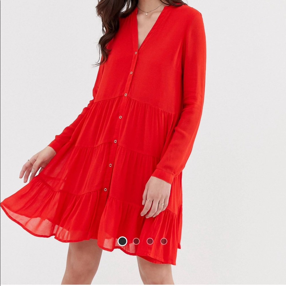 ASOS tiered red flowy dress